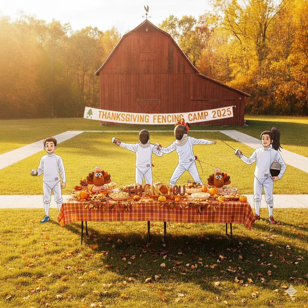 Fencers training during Thanksgiving camp